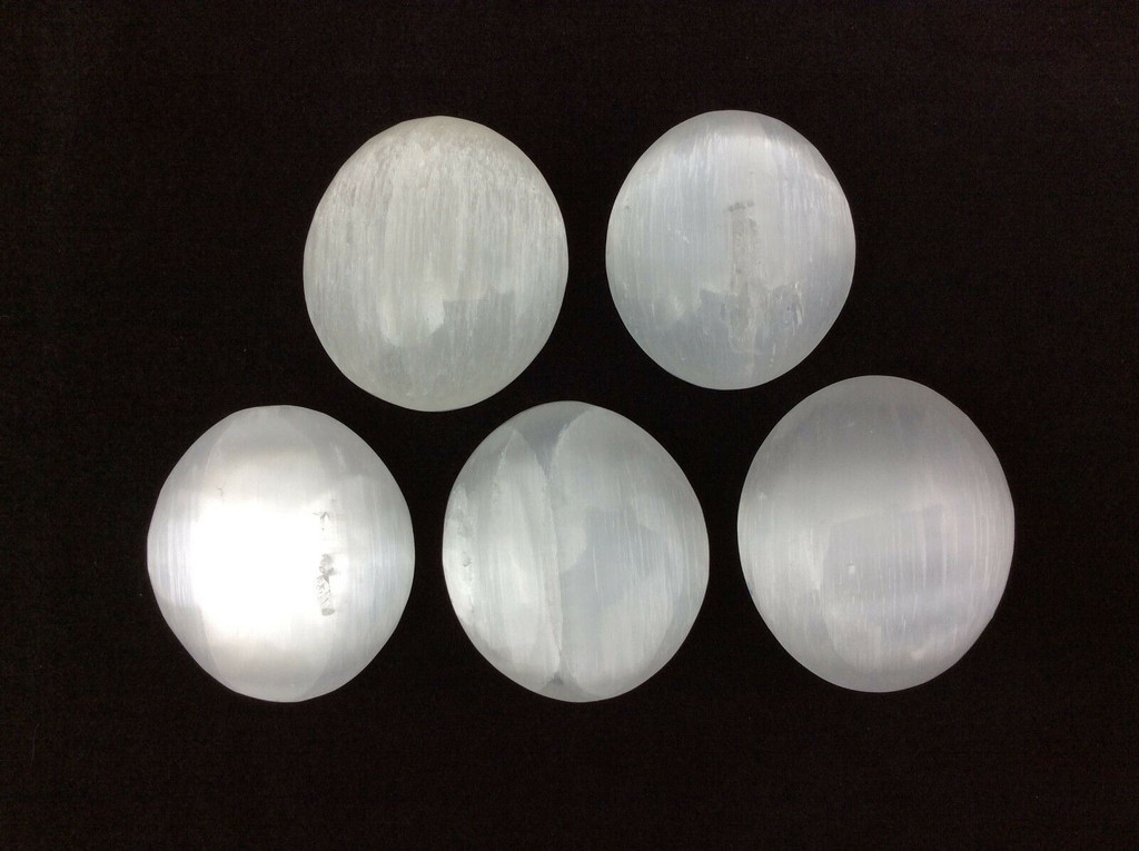 One (1) Polished Selenite Palm Stone Stone of Mental Clarity Crystal Healing