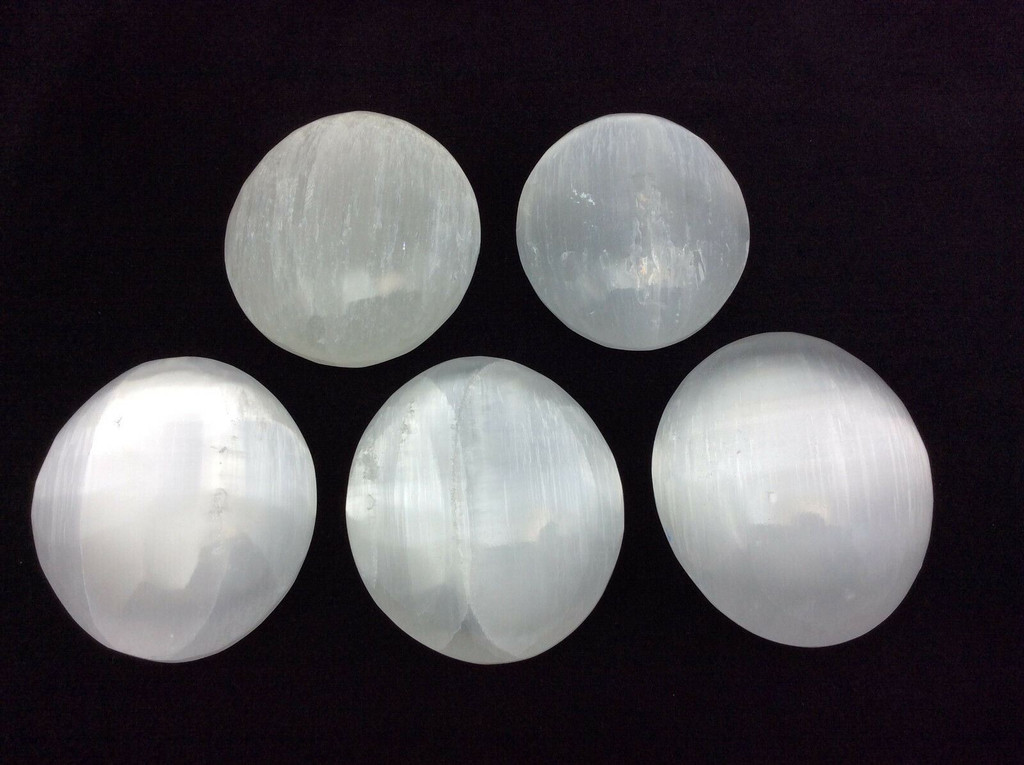 One (1) Polished Selenite Palm Stone Stone of Mental Clarity Crystal Healing