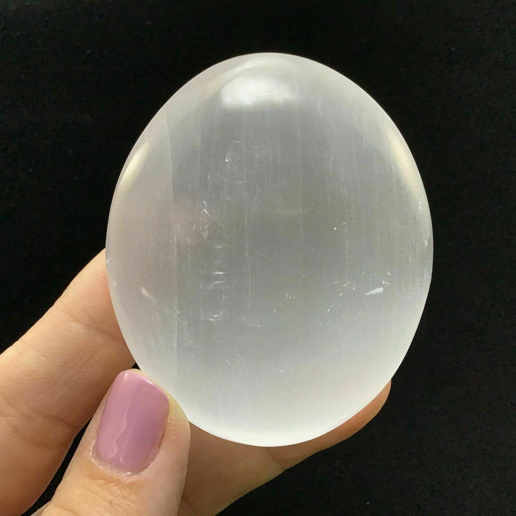 Selenite Crystal Palm Stone 67mm 1901-139 Mental Clarity White Stone Specimen