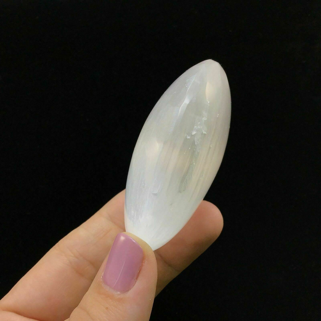 Selenite Crystal Palm Stone 66mm 1901-147 Mental Clarity White Stone Specimen