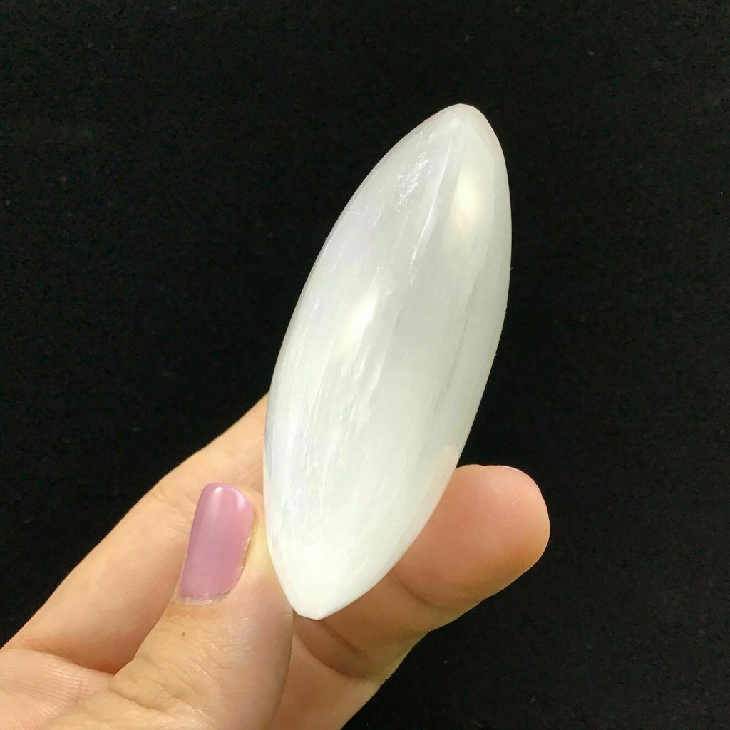 Selenite Crystal Palm Stone 68mm 1901-144 Mental Clarity White Stone Specimen