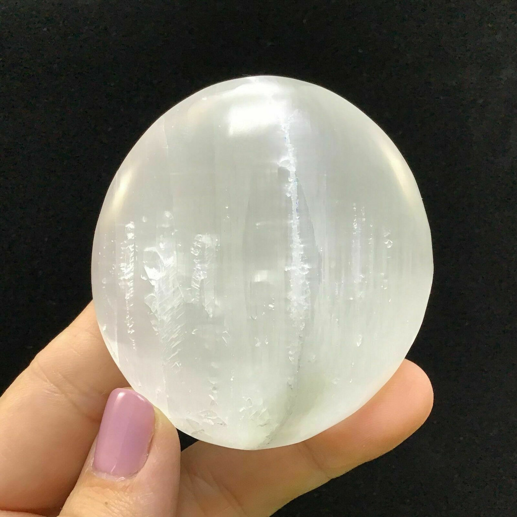 Selenite Crystal Palm Stone 69mm 1901-145 Mental Clarity White Stone Specimen