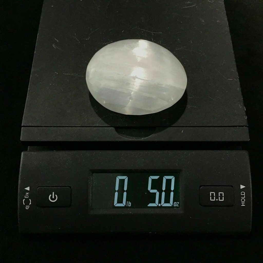 Selenite Crystal Palm Stone 69mm 1901-145 Mental Clarity White Stone Specimen