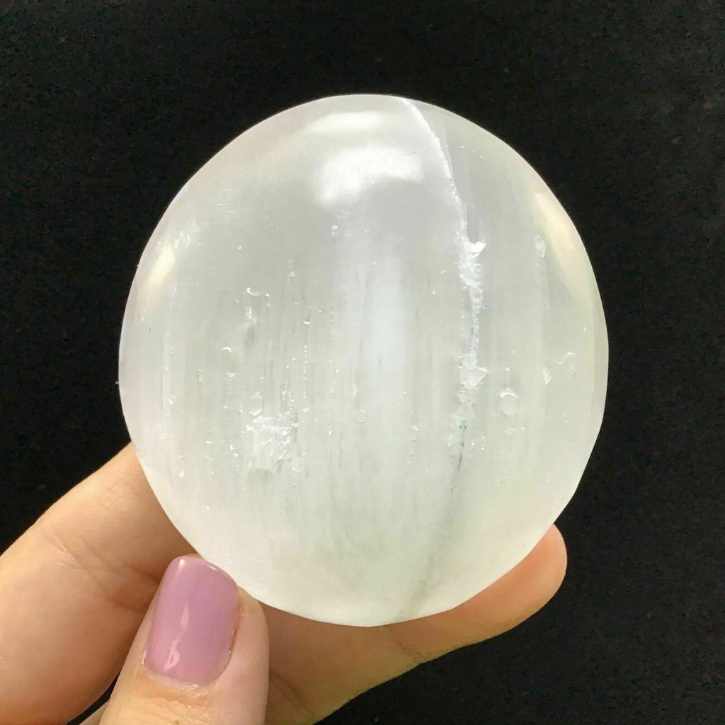 Selenite Crystal Palm Stone 69mm 1901-145 Mental Clarity White Stone Specimen