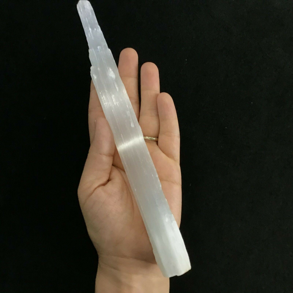 Selenite Log Wand Satin Spar 9in 179g 1903-208 with Drilled Hole Natural Crystal