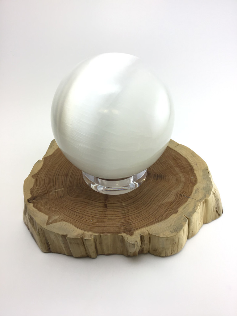 MeldedMind 4 Inch Selenite Crystal Sphere 100 mm White  Stone Natural Cleansing