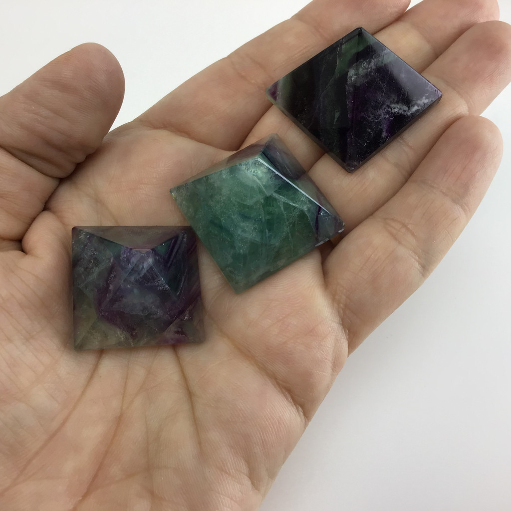 MeldedMind One (1) Small Fluorite Pyramid  ≈1in Natural Multi Color Crystal 100