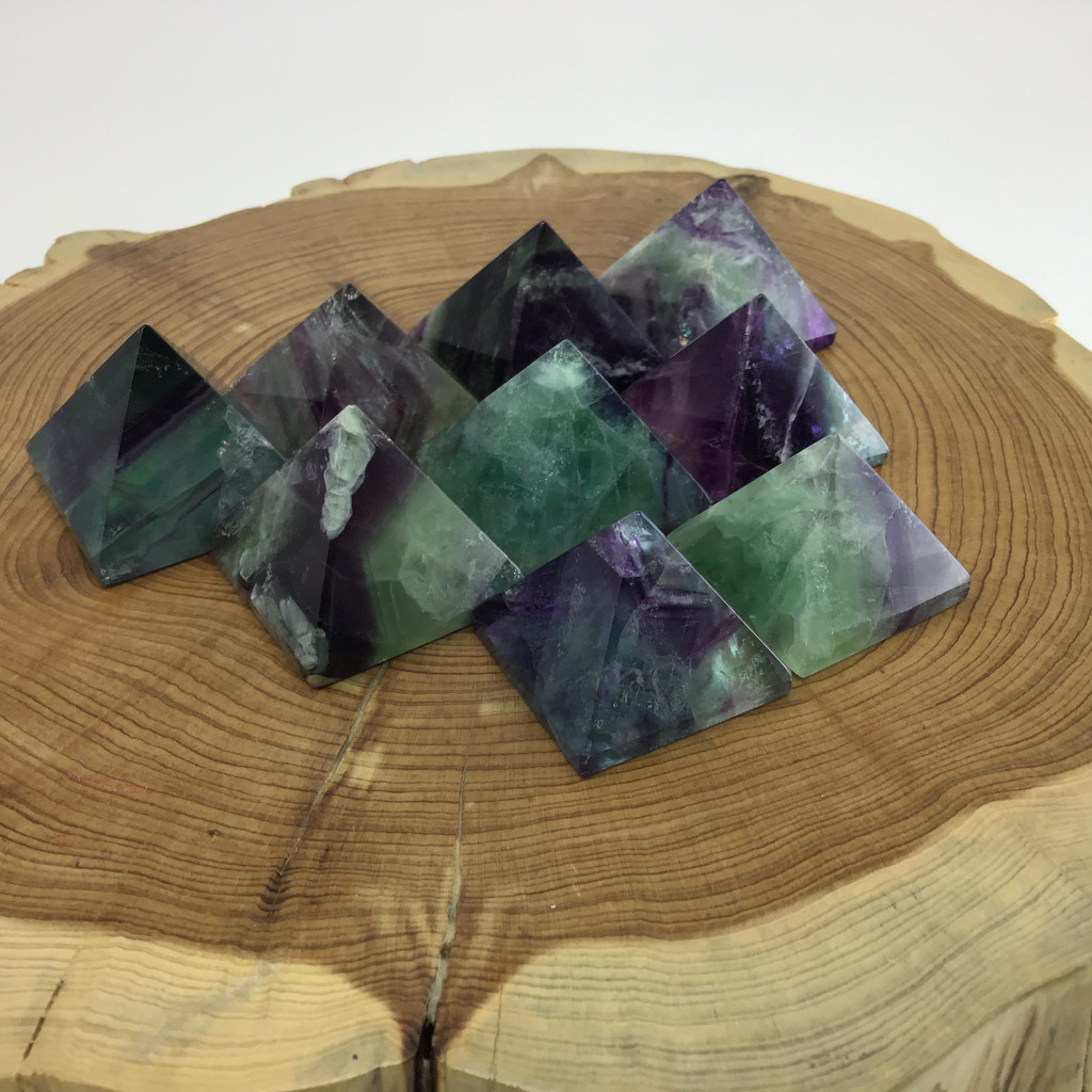 MeldedMind One (1) Small Fluorite Pyramid  ≈1in Natural Multi Color Crystal 100