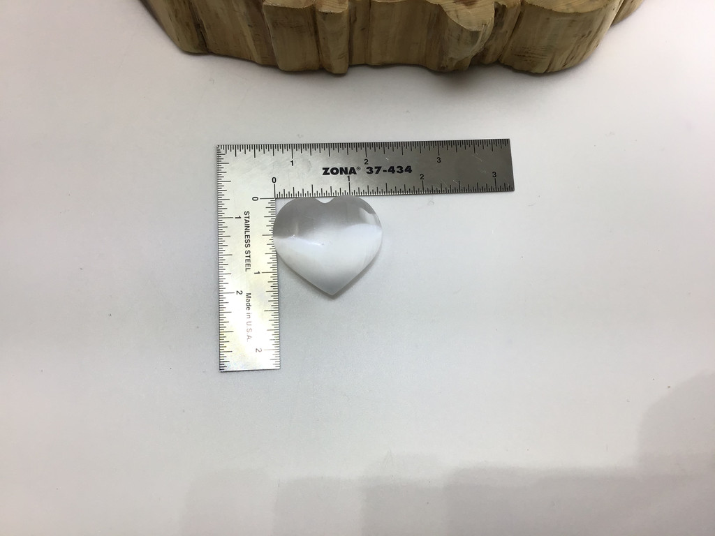 MeldedMind One (1) Natural Polished Satin Spar Selenite Crystal Heart 1.25 inch