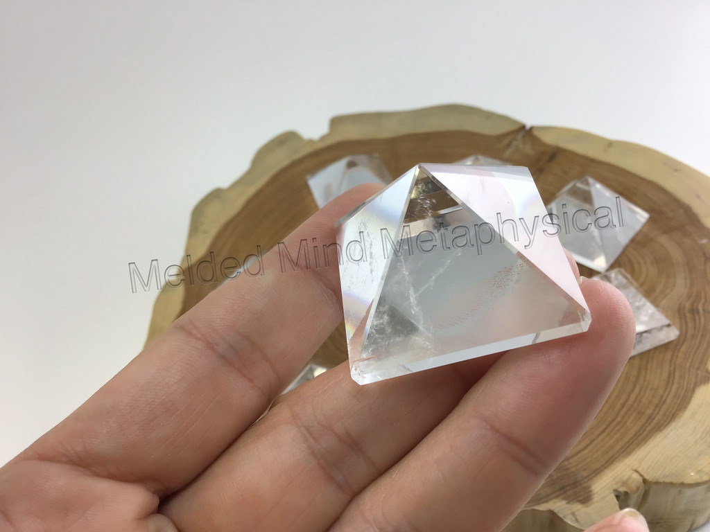 One (1) Natural Clear Quartz Crystal Pyramid 30mm 1.1 in Crystal