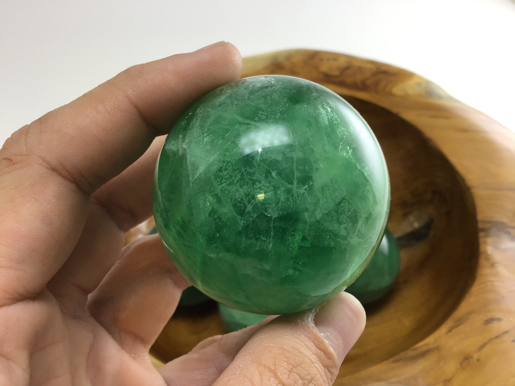 MMME129 One (1) Natural Green Fluorite Sphere 50-54mm Crystal Healing Decor