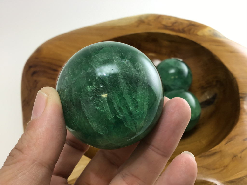 MMME129 One (1) Natural Green Fluorite Sphere 50-54mm Crystal Healing Decor