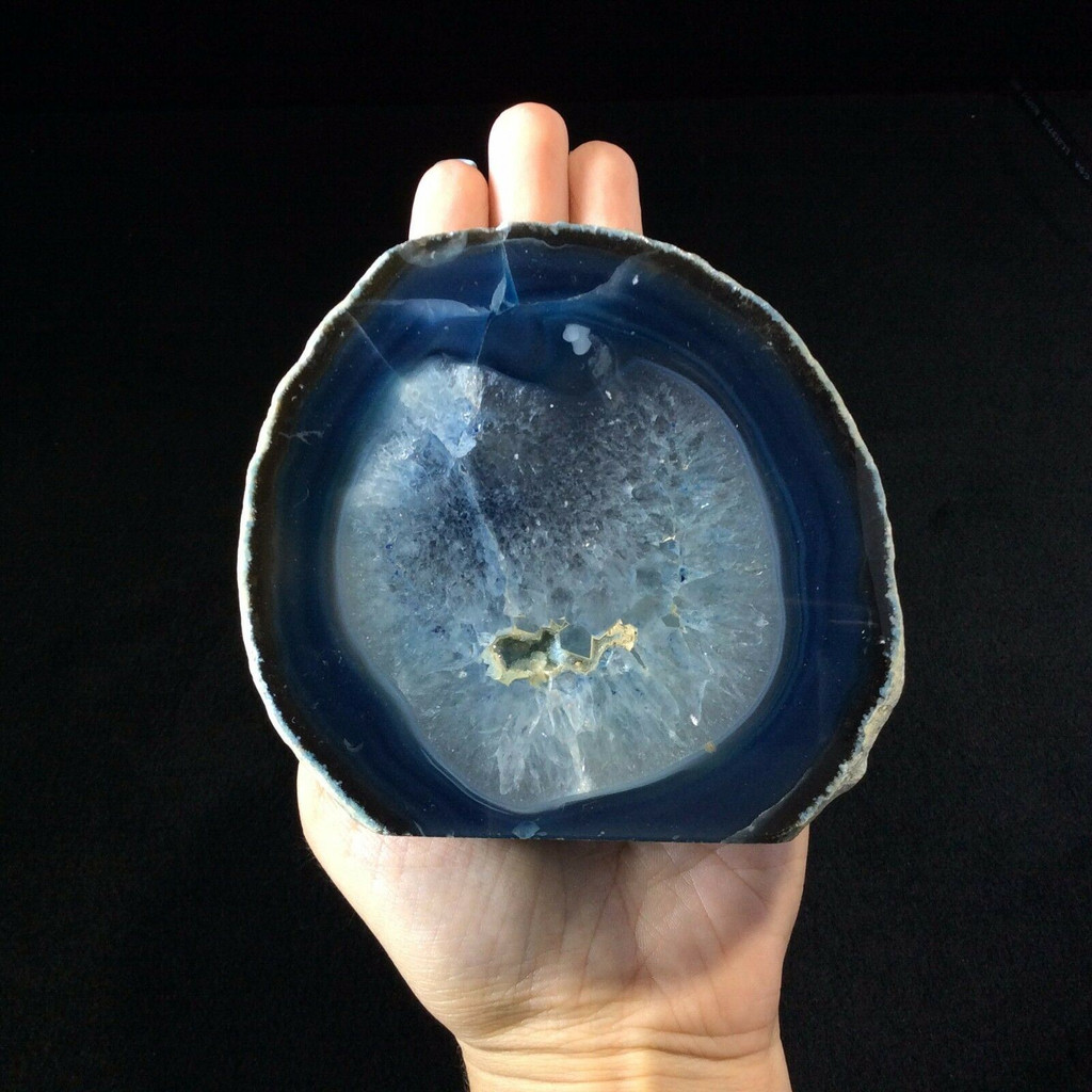 MeldedMind Dyed Blue Agate Display 3.56in Dyed Décor One Side Polished 170802