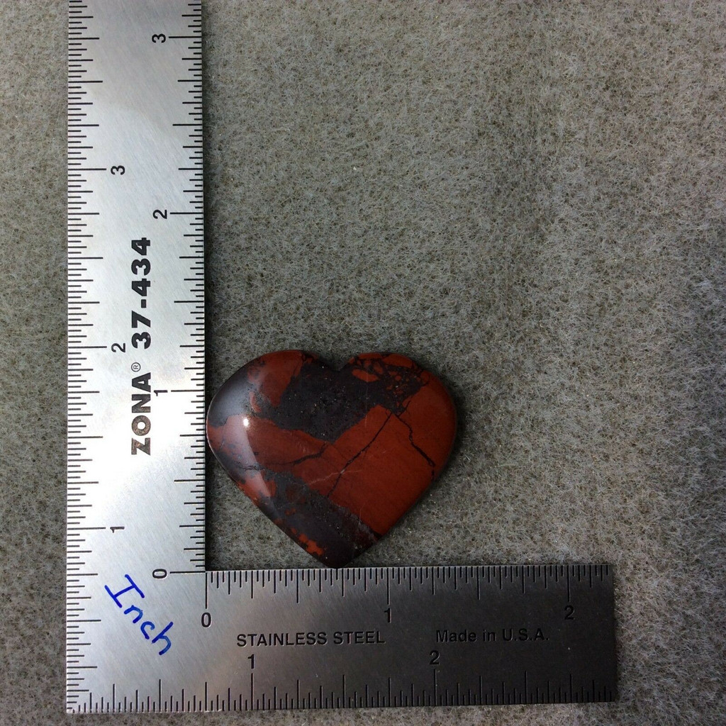 One (1) Tumbled Red Brecciated Jasper Heart Stone of Strength and Vitality