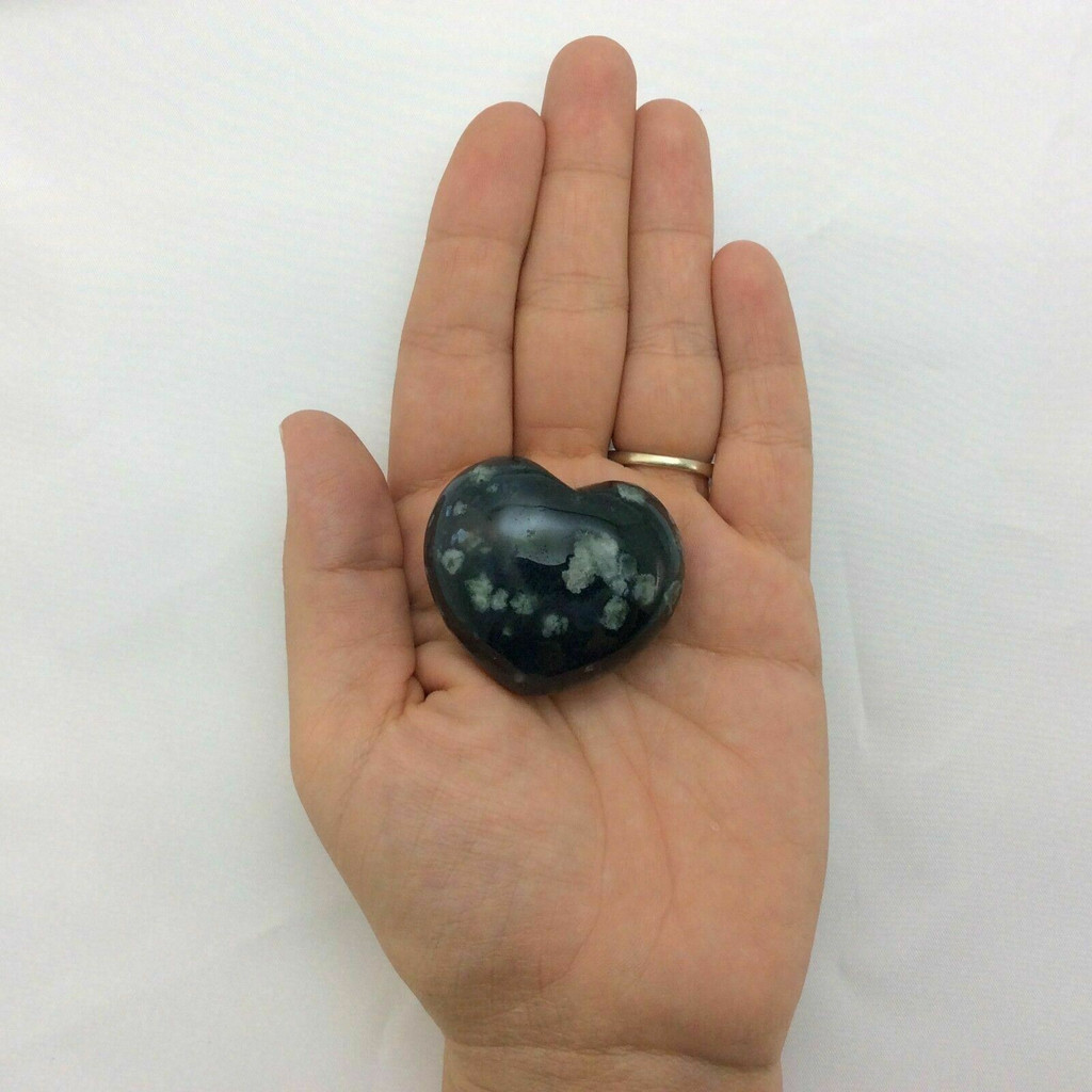 Moss Agate Puffed Heart 170903 45mm Stone of Abundance Metaphysical 