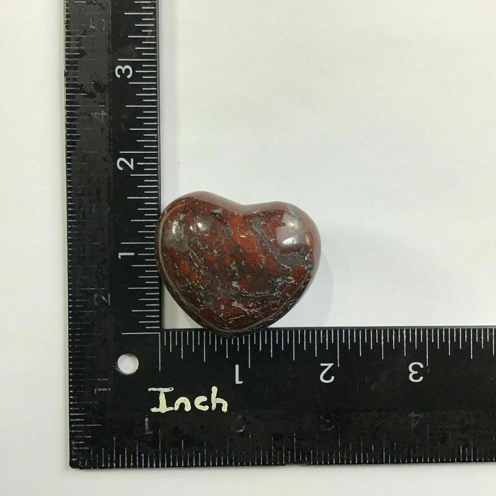 Natural Brecciated Jasper Puffed Heart 44mm 1903-036 Red Polished Stone