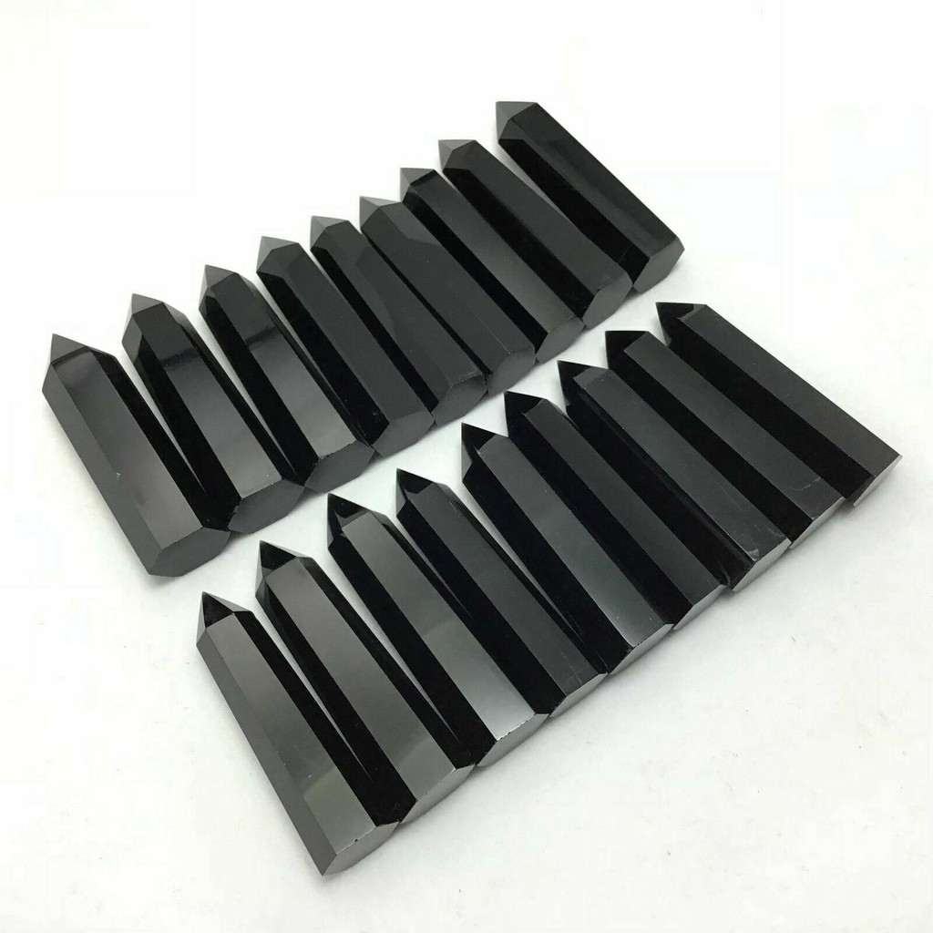 One (1) Black Obsidian Point Obelisk Wand 181111-(57-60)mm Natural Crystal