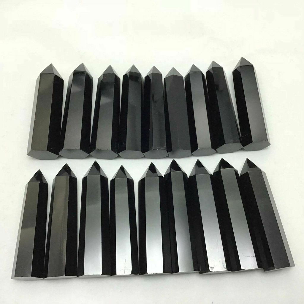 One (1) Black Obsidian Point Obelisk Wand 181111-(57-60)mm Natural Crystal