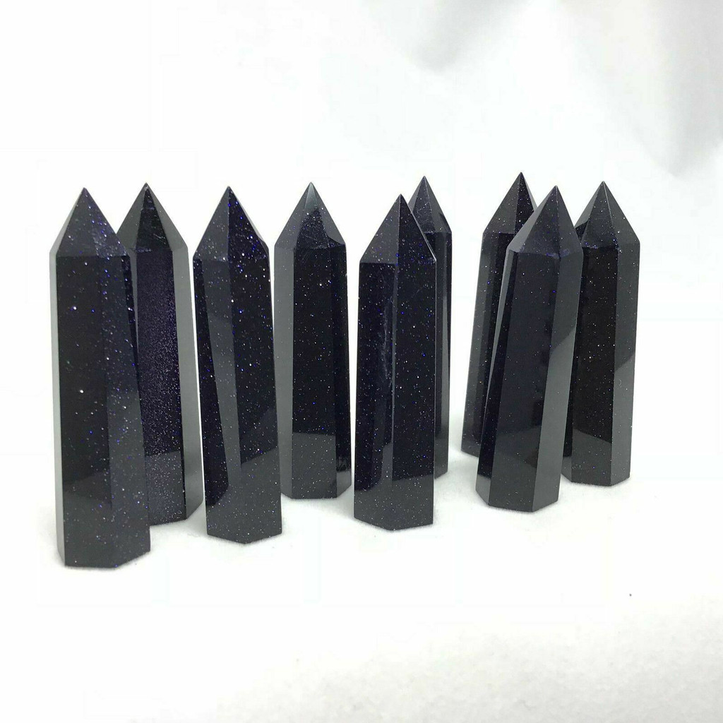 One (1) Polished Blue Goldstone 181105-48-50mm Crystal Point Wand Obelisk