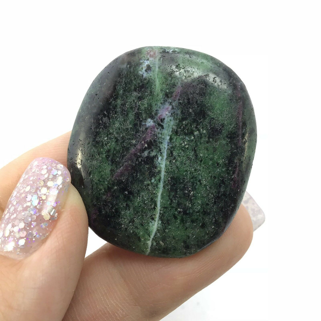 African Ruby Zoisite Palm Smooth Stone 180622 38mm Crystal Mineral Specimen