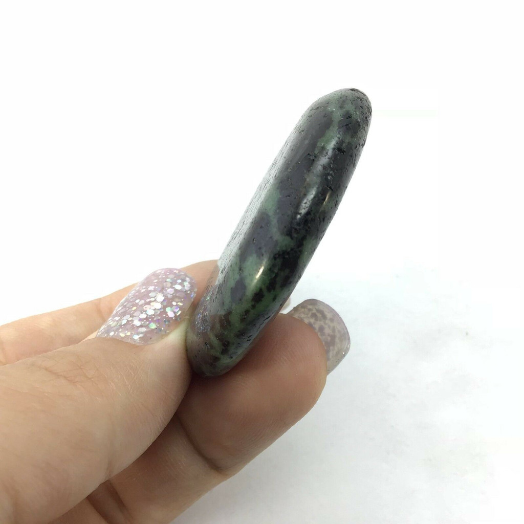 Green Black Zoisite Palm Smooth Stone 180623 43mm Crystal Mineral Specimen
