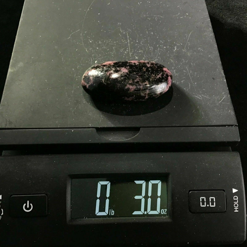 Rhodonite Smooth Palm Stone 180607 61mm Manganese Pink Black Metaphysical