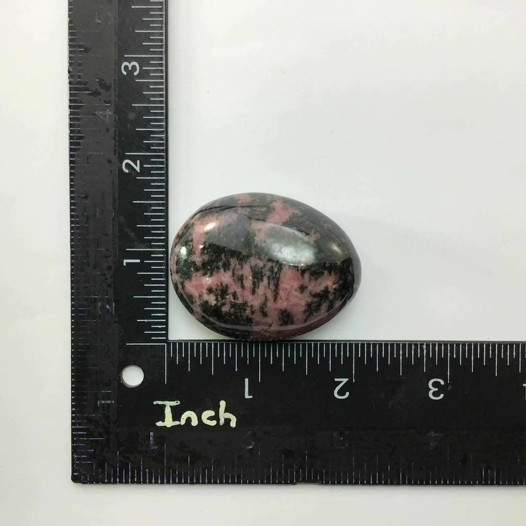 Rhodonite Smooth Palm Stone 180606 49mm Manganese Pink Black Metaphysical