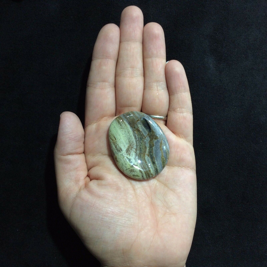 MeldedMind Silver Lace Jasper Thumb Palm 1.89in Natural Brown Crystal 170902