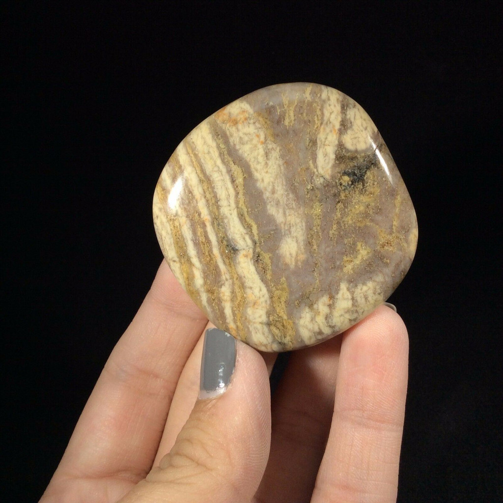 MeldedMind Silver Lace Jasper Palm Stone 1.81in Natural Brown Crystal 171012