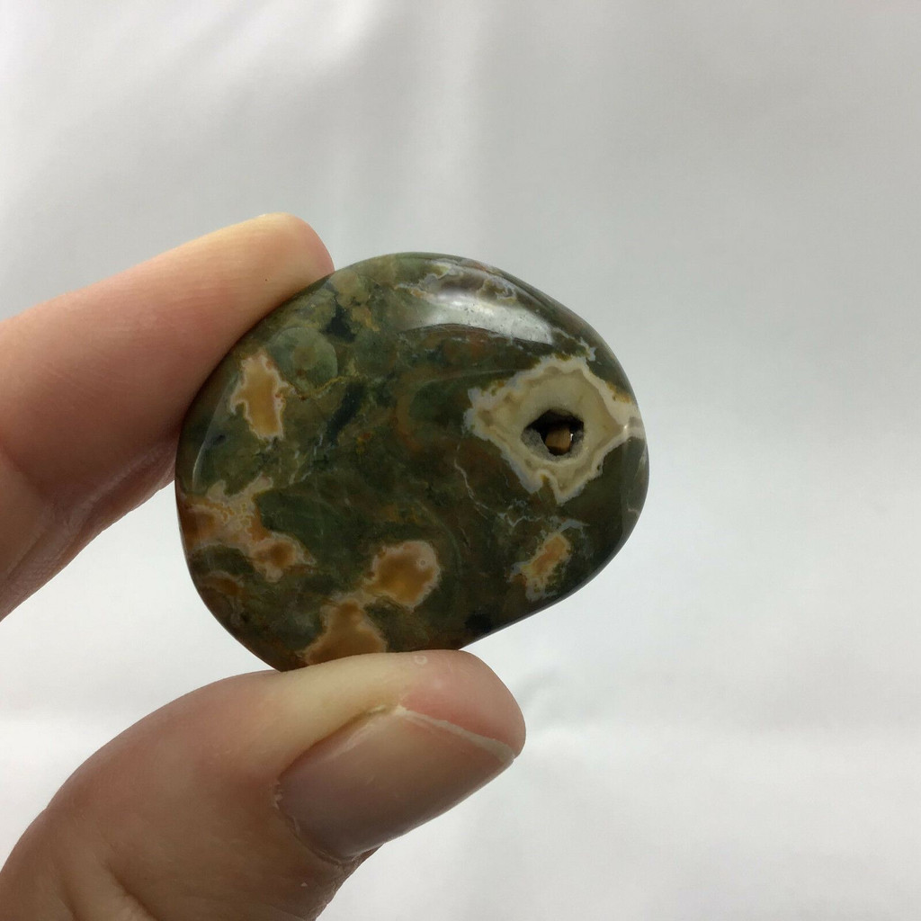 Australian Rainforest Rhyolite Jasper Palm Smooth Stone 181015-33mm Mineral