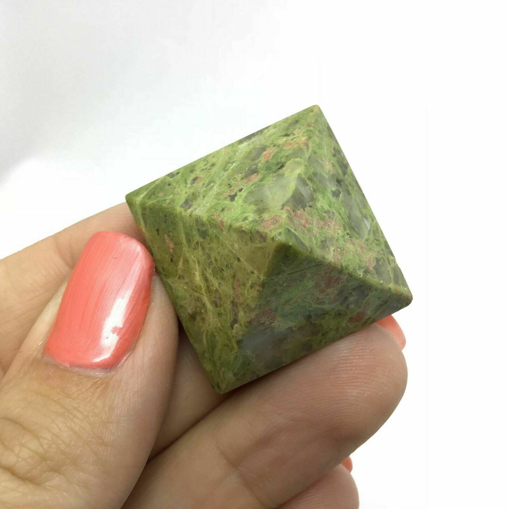 MeldedMind Polished Unakite Pyramid 1.10in Natural Pink Green Crystal 180503