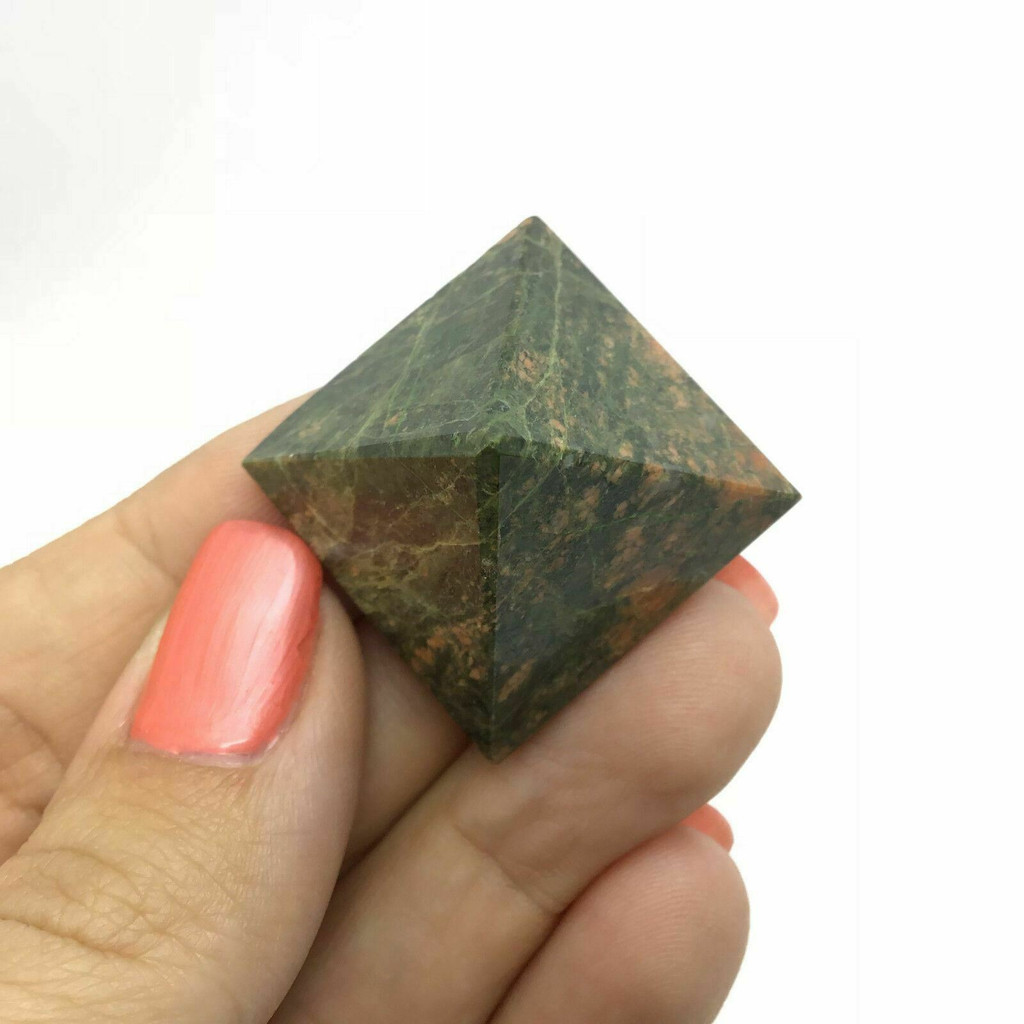 MeldedMind Polished Unakite Pyramid 1.14in Natural Pink Green Crystal 180504