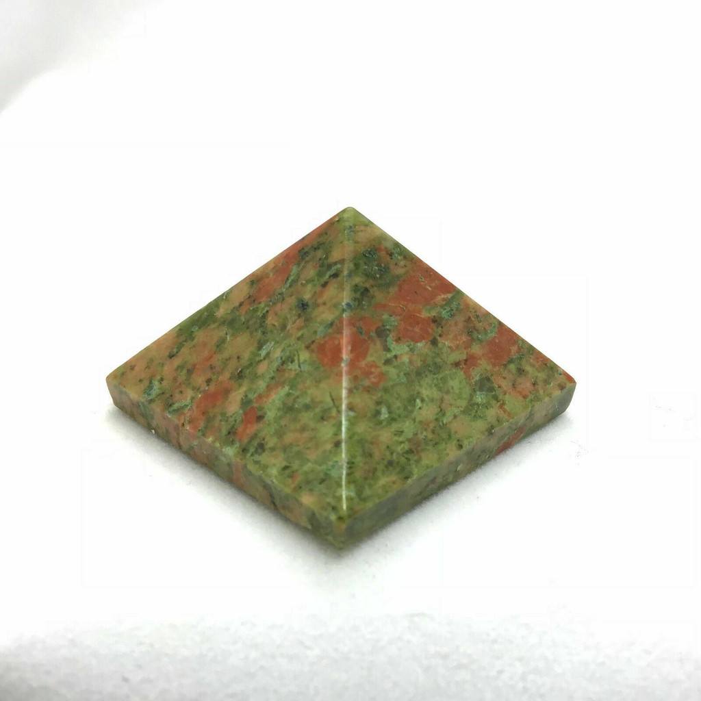 MeldedMind Polished Unakite Pyramid 1.14in Natural Pink Green Crystal 180506
