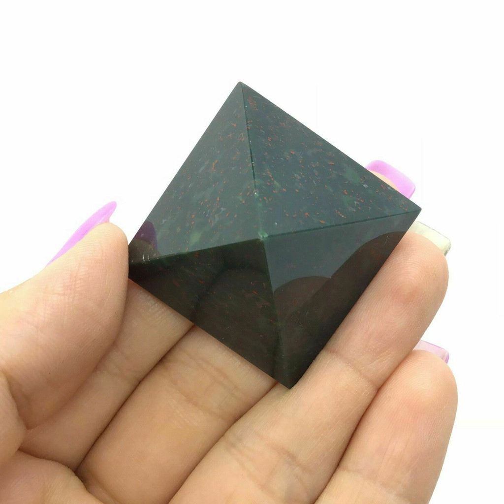 Bloodstone Pyramid 180703 37mm 1.5in Chalcedony Heliotrope Jasper Hematite