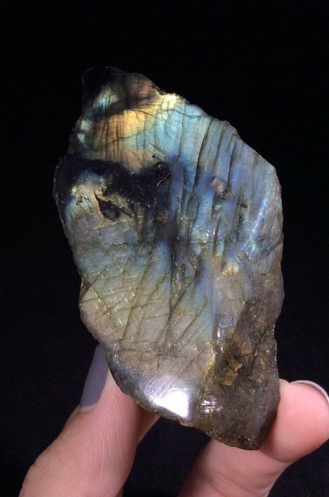 MeldedMind Labradorite Specimen One Side Polished 1.44in Natural Flash 170830