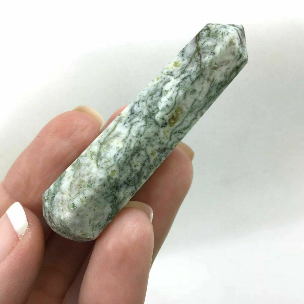 Tree Agate Mini Massage Accupoint Pressure Wand 181138-62mm Chalcedony Quartz