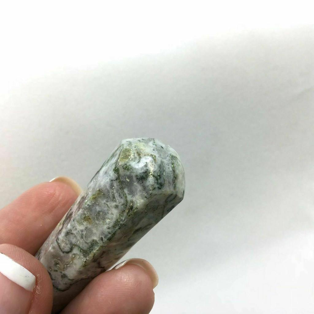 Tree Agate Mini Massage Accupoint Pressure Wand 181139-62mm Chalcedony Quartz