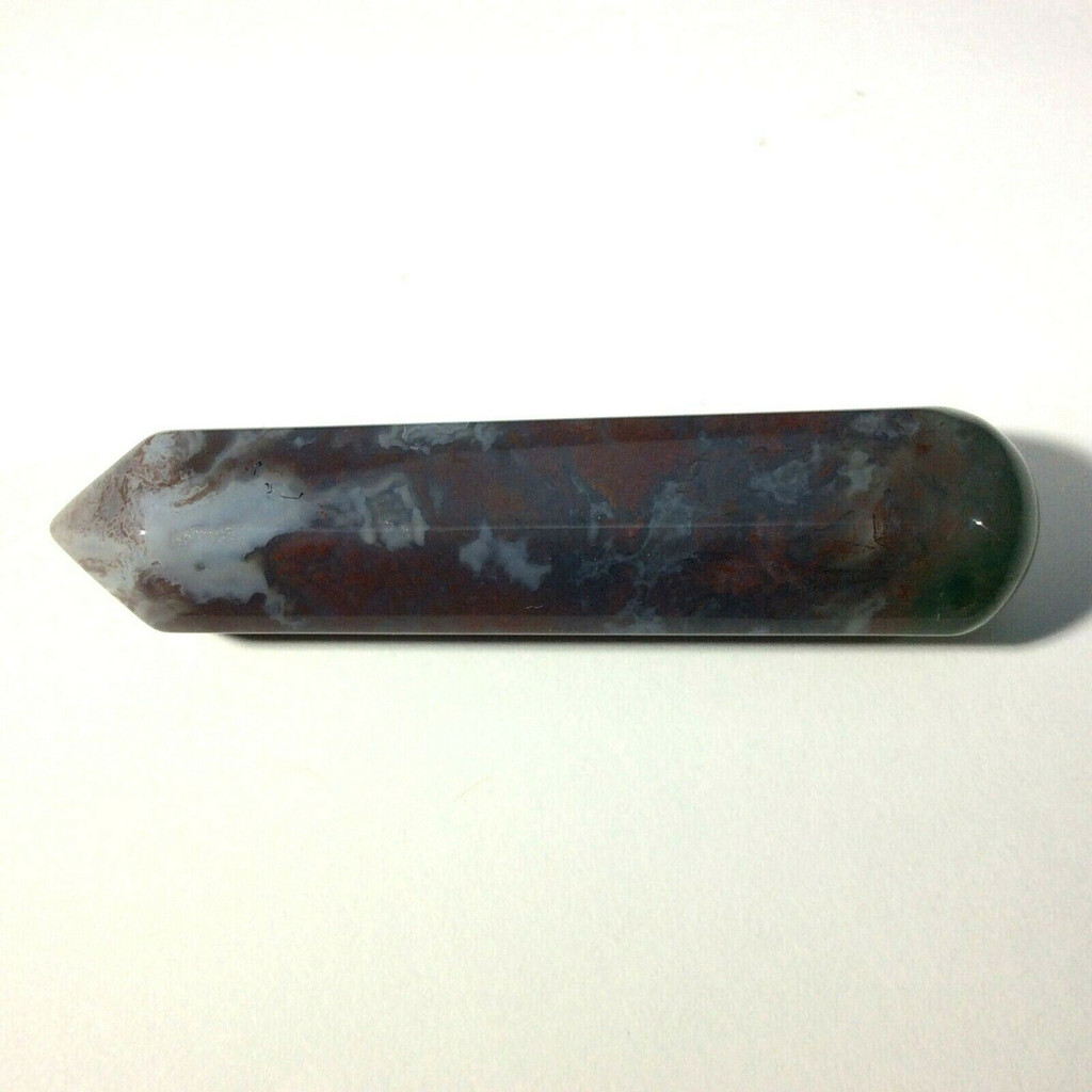 Moss Agate Mini Massage Wand 60.6mm 170801 Green Red White Crystal Healing