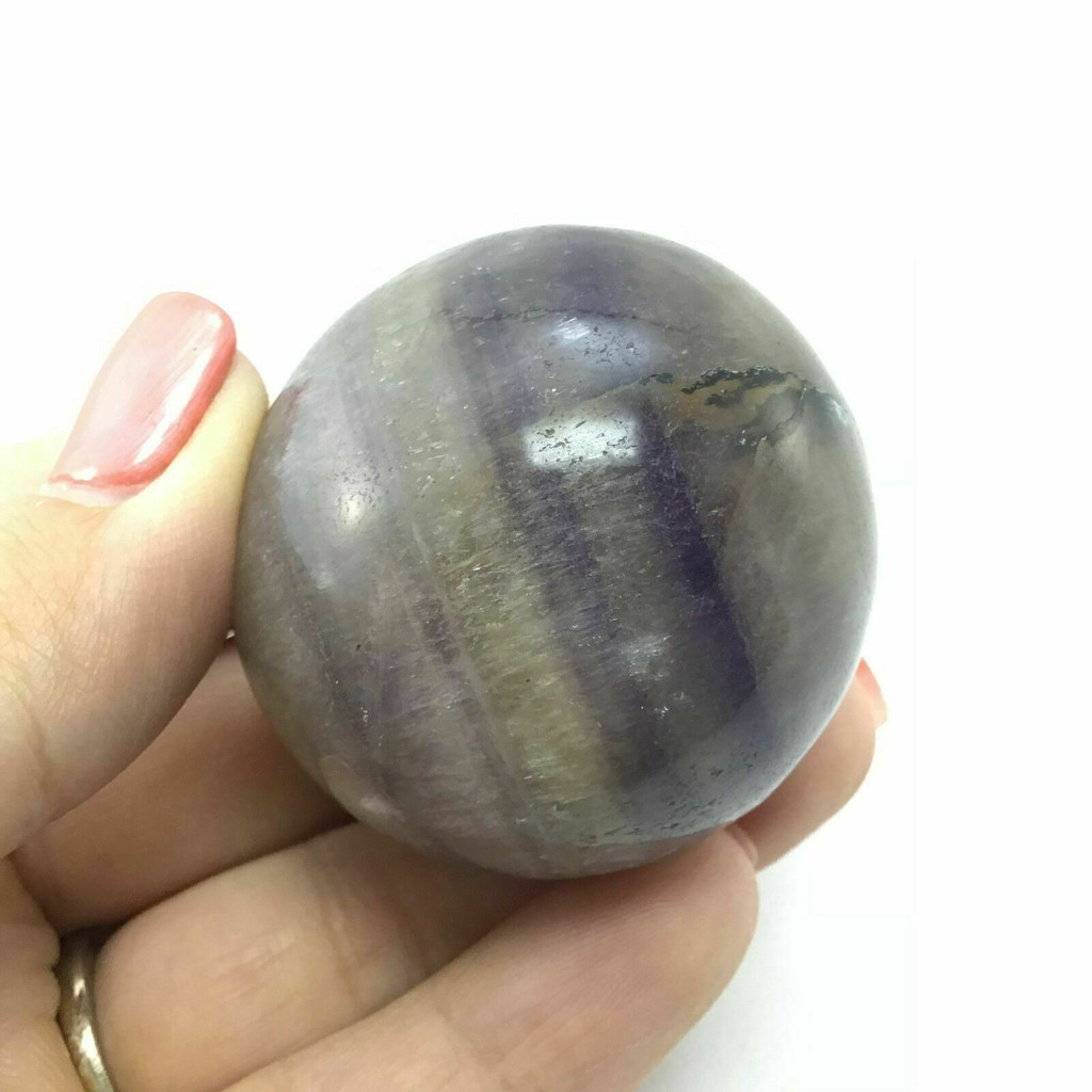 Yellow Purple Crystal Fluorite Sphere 46mm Fluorspar Energy Decor
