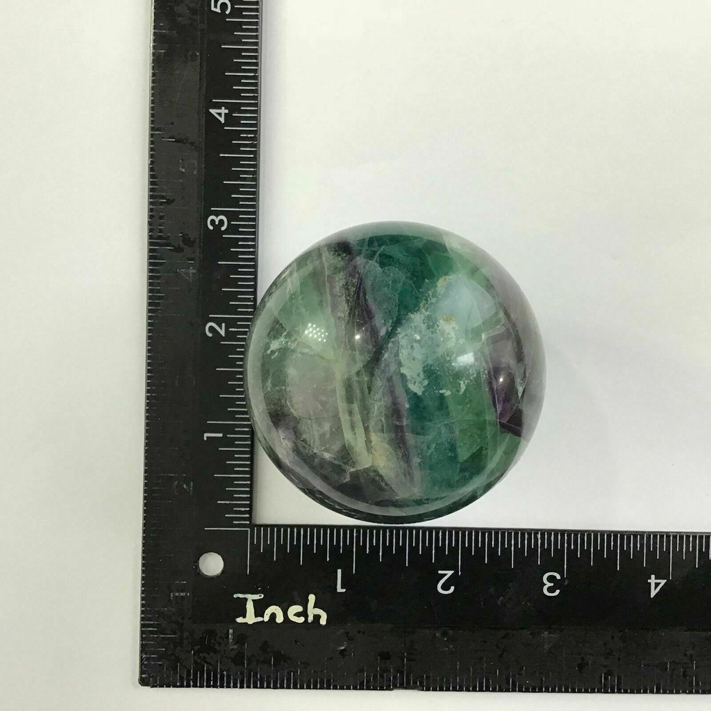 Green Purple Fluorite Crystal Sphere 62mm Fluorspar Crystal Energy