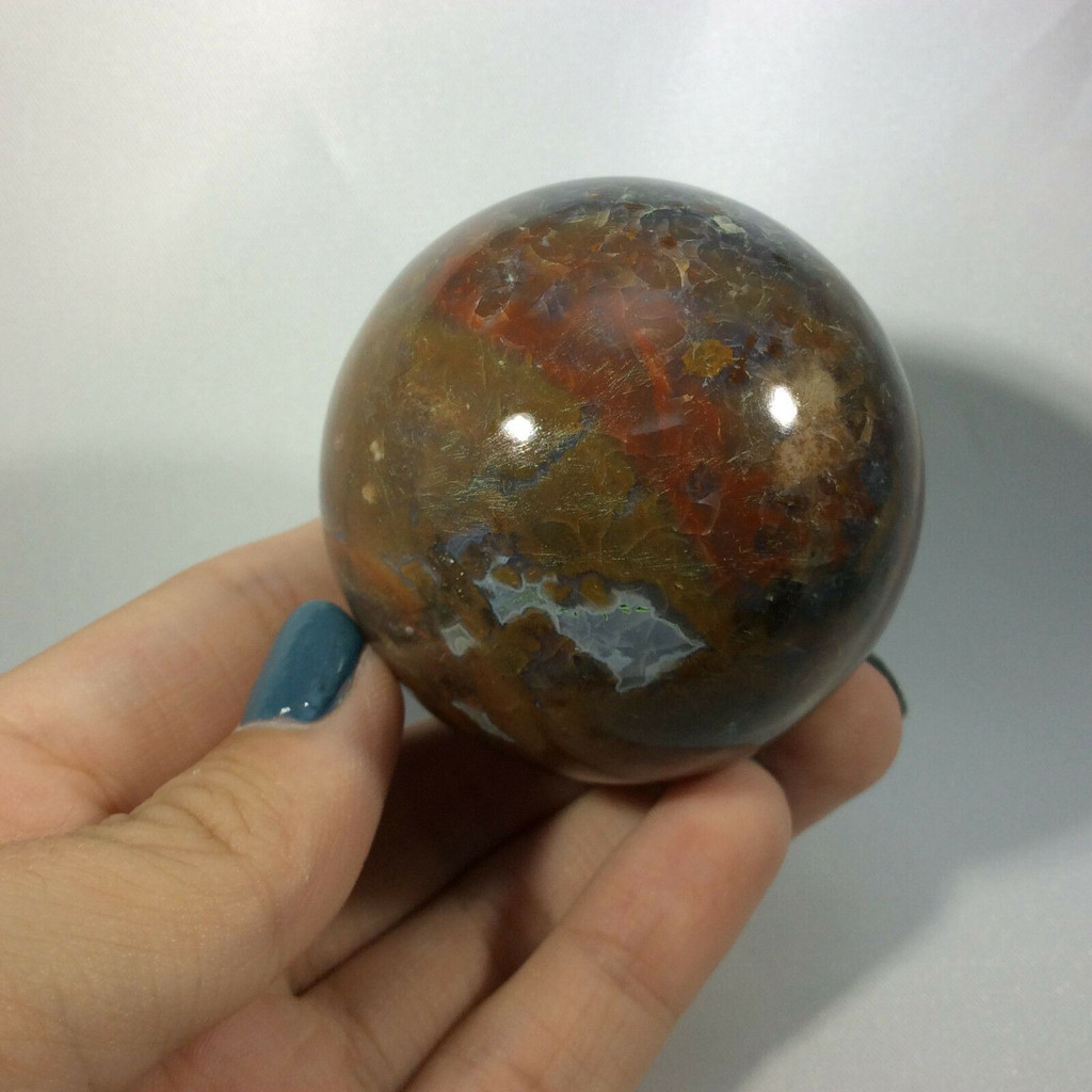 Polished Bloodstone Jasper Sphere 51mm Stone of Courage 2110-089