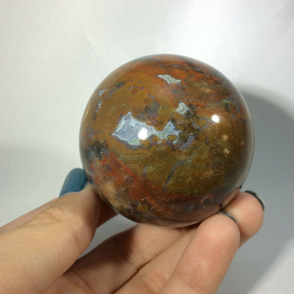 Polished Bloodstone Jasper Sphere 51mm Stone of Courage 2110-089