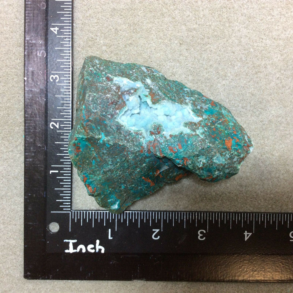 MeldedMind Rough Chrysocolla with Druzy Specimen 3.69in Natural Green Crystal #4