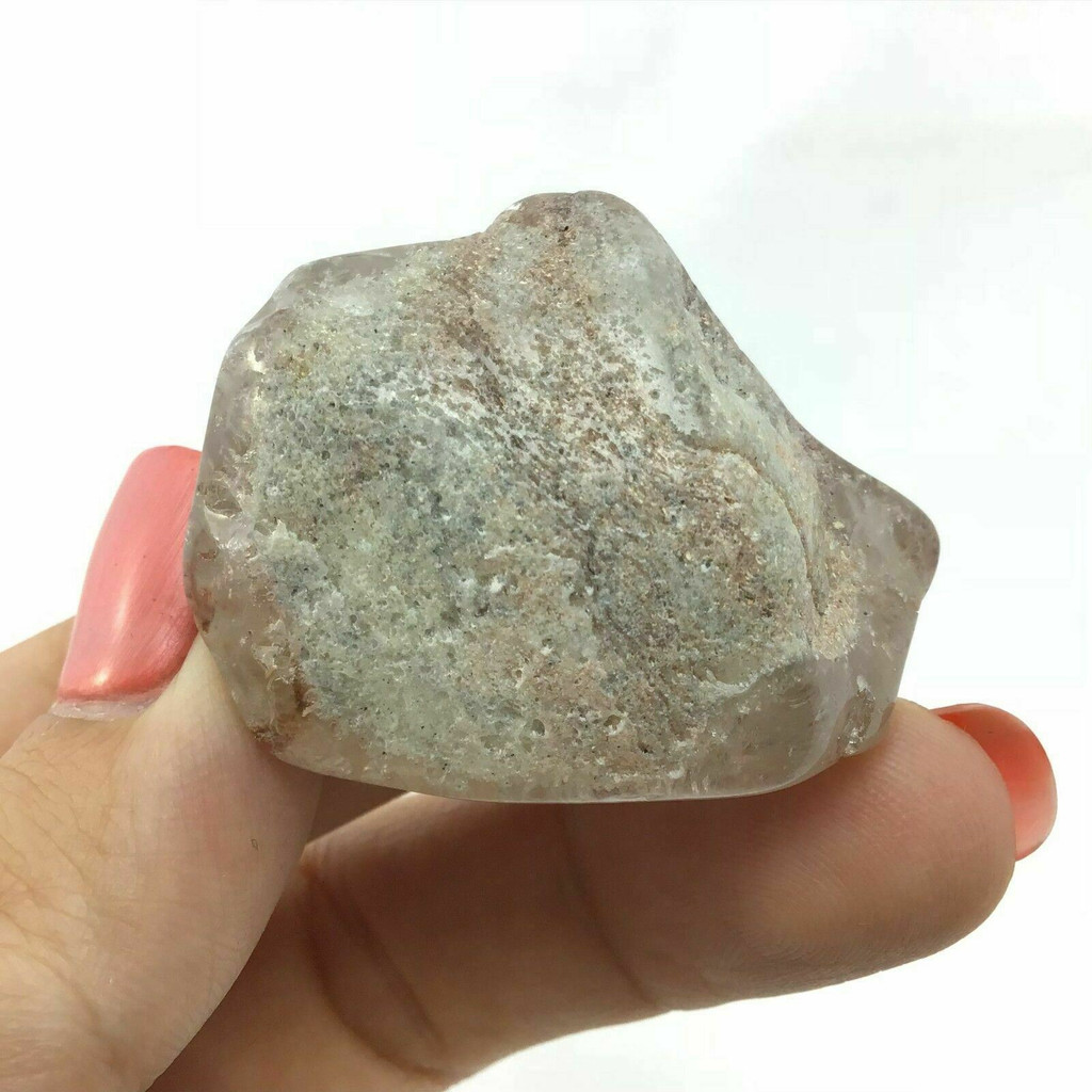 Amphibole Quartz Crystal Specimen 180606 42mm Polished Large Palm Stone Crystal