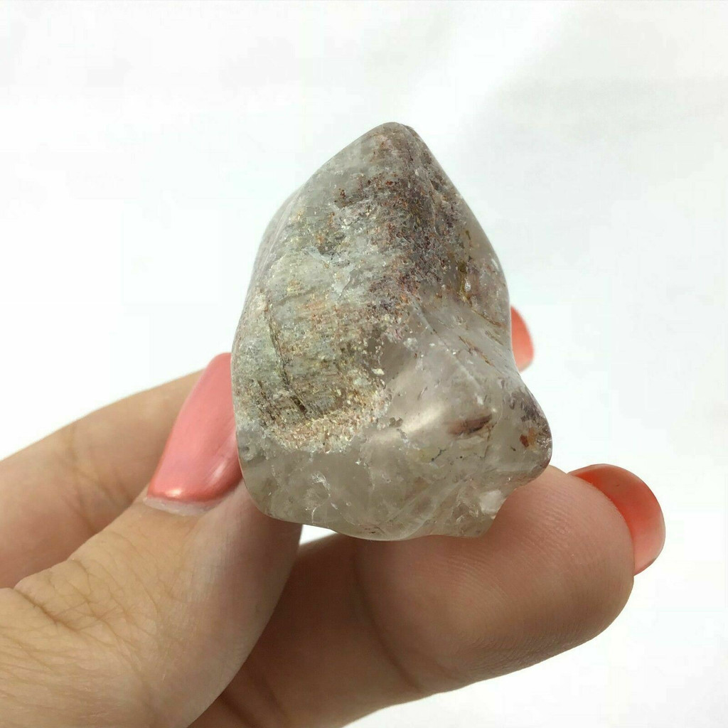Amphibole Quartz Crystal Specimen 180606 42mm Polished Large Palm Stone Crystal
