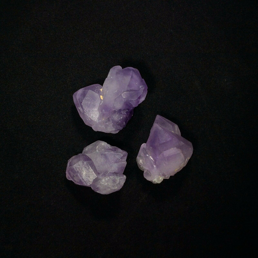 MeldedMind Set of 3 Phantom Amethyst Specimens Natural Purple Crystal 170809