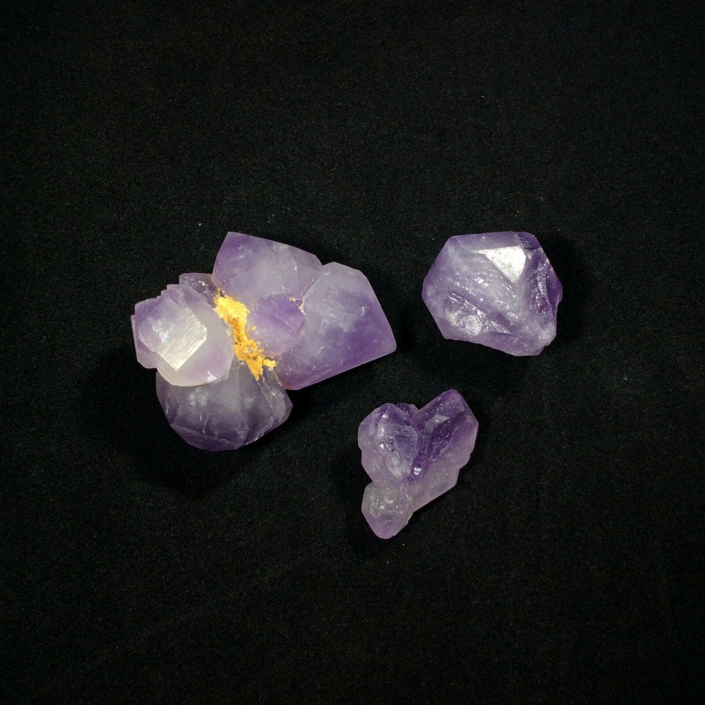 MeldedMind Set of 3 Phantom Amethyst Specimens Natural Purple Crystal 170807