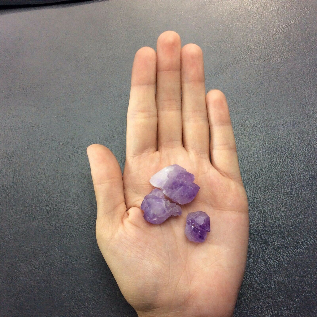MeldedMind Set of 3 Phantom Amethyst Specimens Natural Purple Crystal 170802