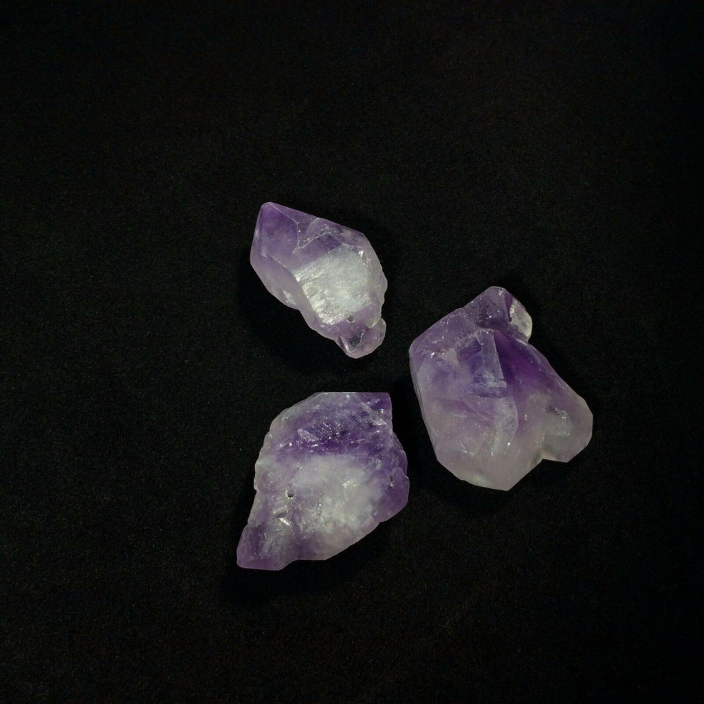 MeldedMind Set of 3 Phantom Amethyst Specimens Natural Purple Crystal 170801