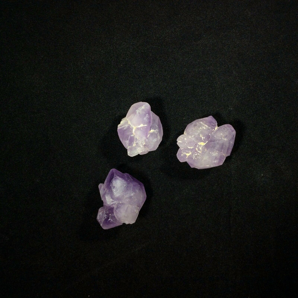 MeldedMind Set of 3 Phantom Amethyst Specimens Natural Purple Crystal 170803